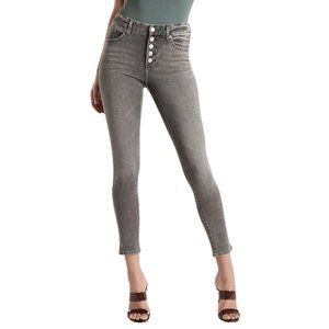 Express gray mid rise flex X button fly skinny S